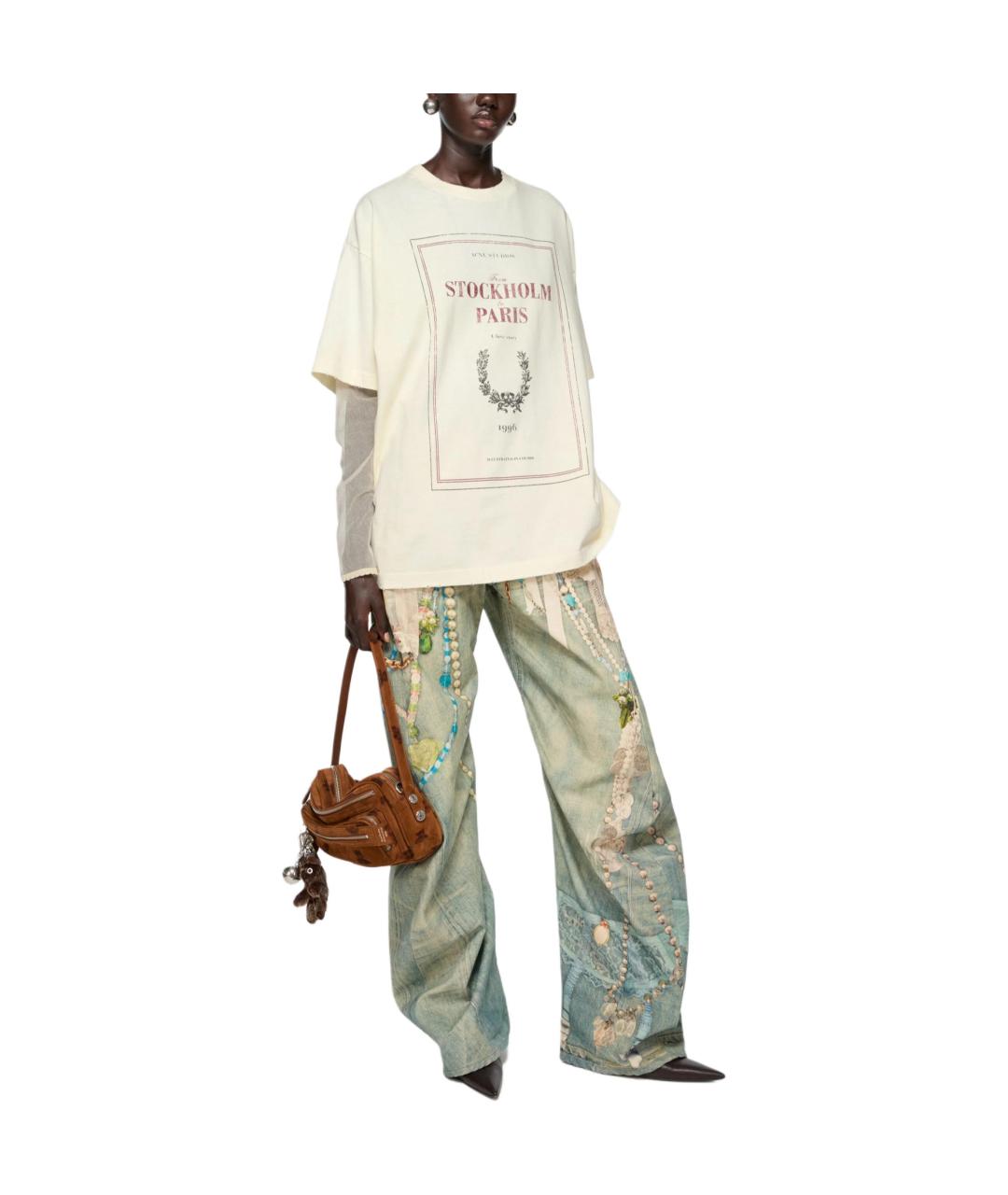 ACNE STUDIOS Голубые хлопковые прямые джинсы, фото 5