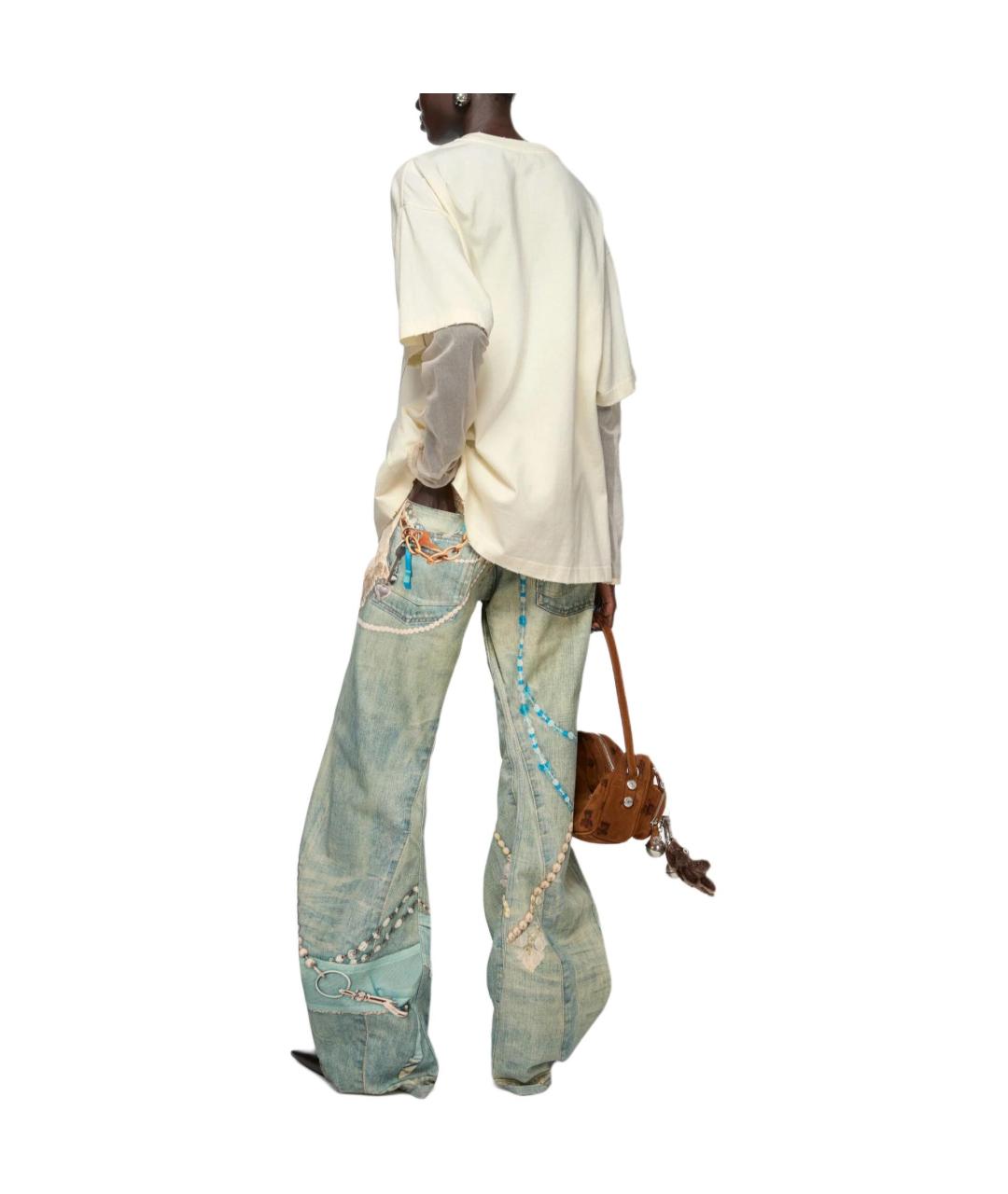 ACNE STUDIOS Голубые хлопковые прямые джинсы, фото 6