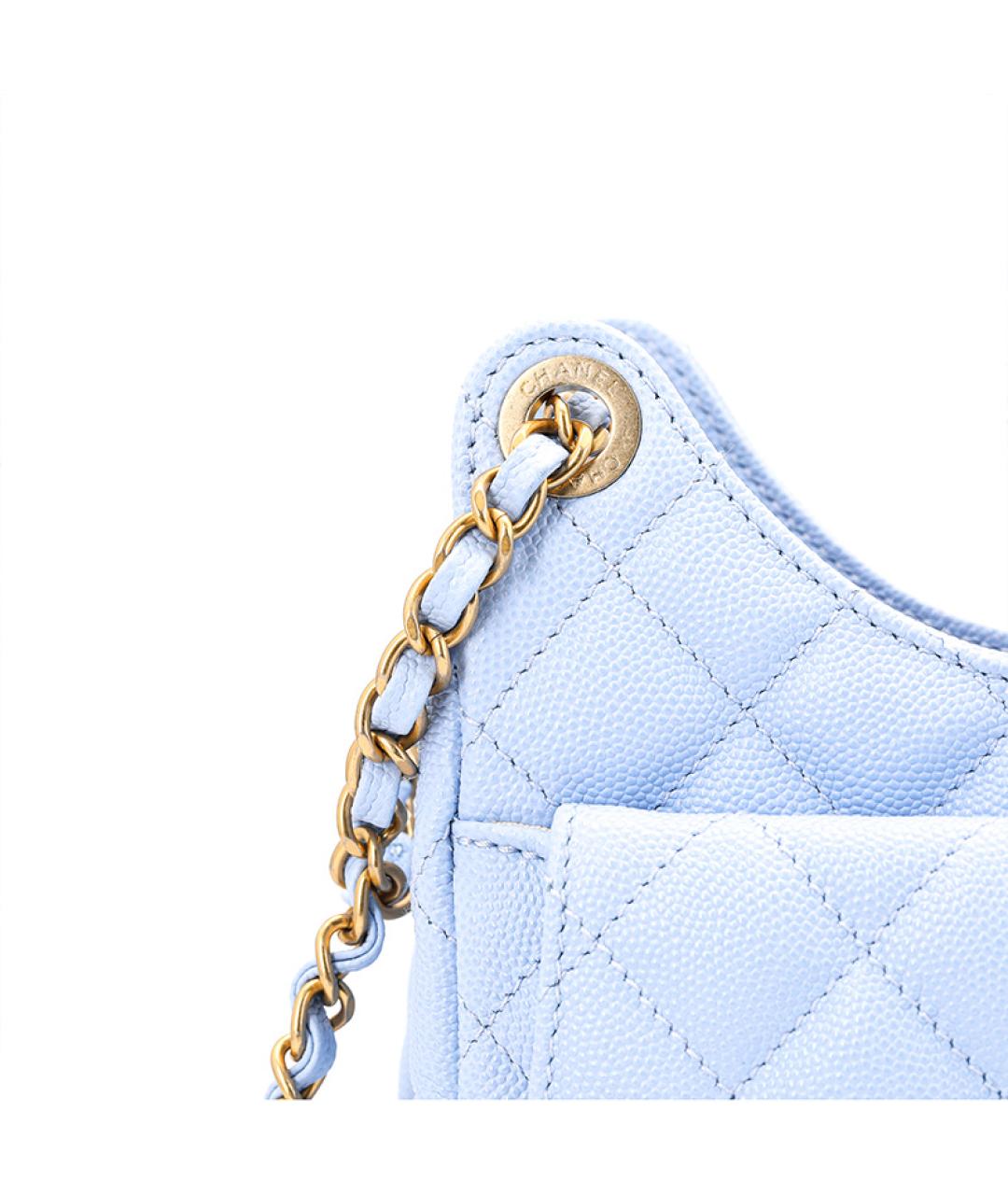 CHANEL Голубая кожаная сумка через плечо, фото 6