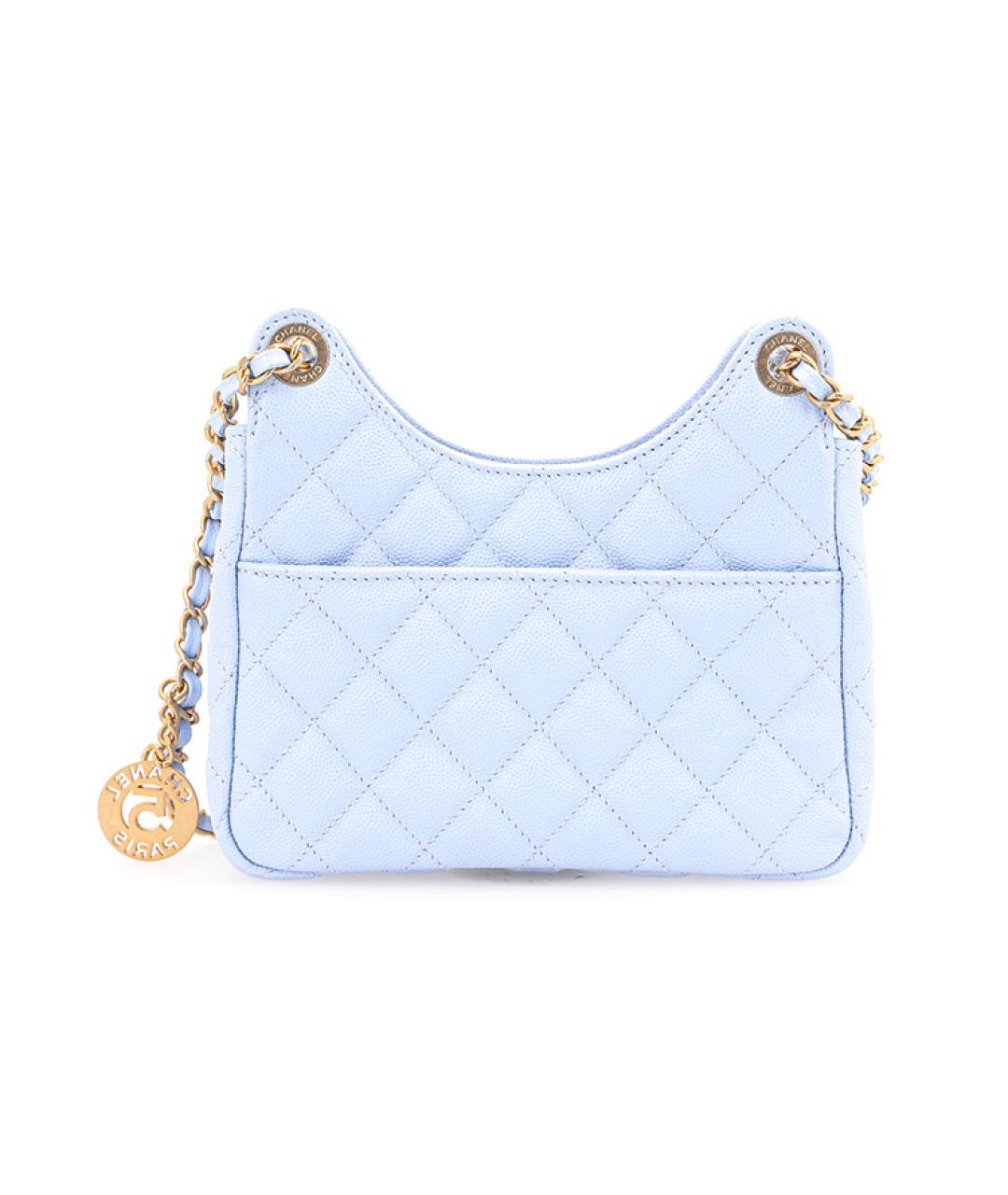 CHANEL Голубая кожаная сумка через плечо, фото 3