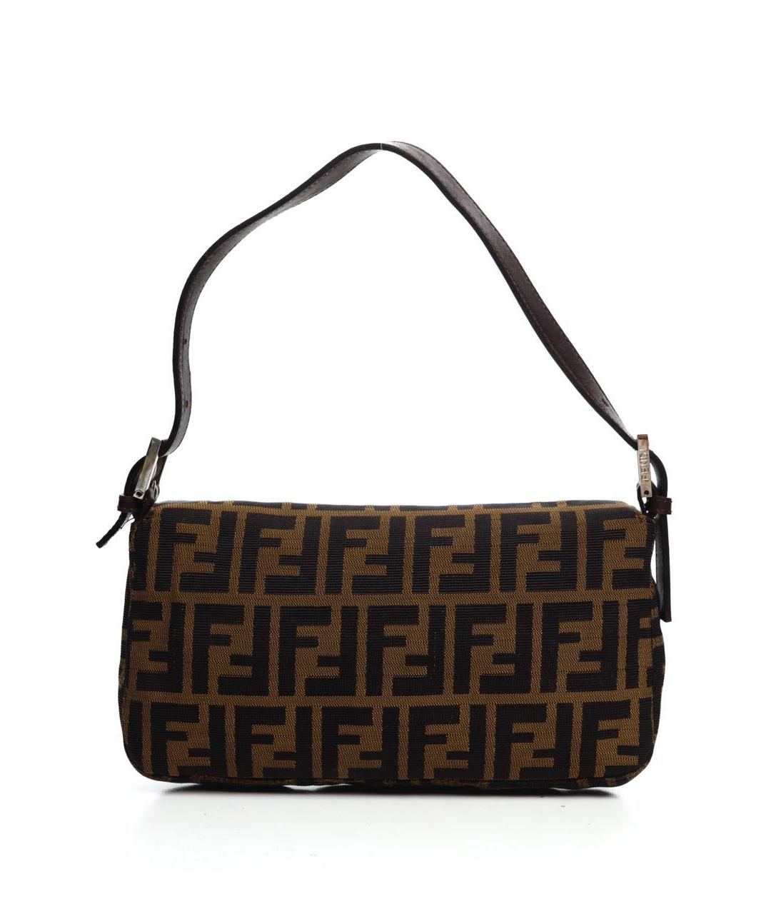 FENDI Коричневая жаккардовая сумка с короткими ручками, фото 2