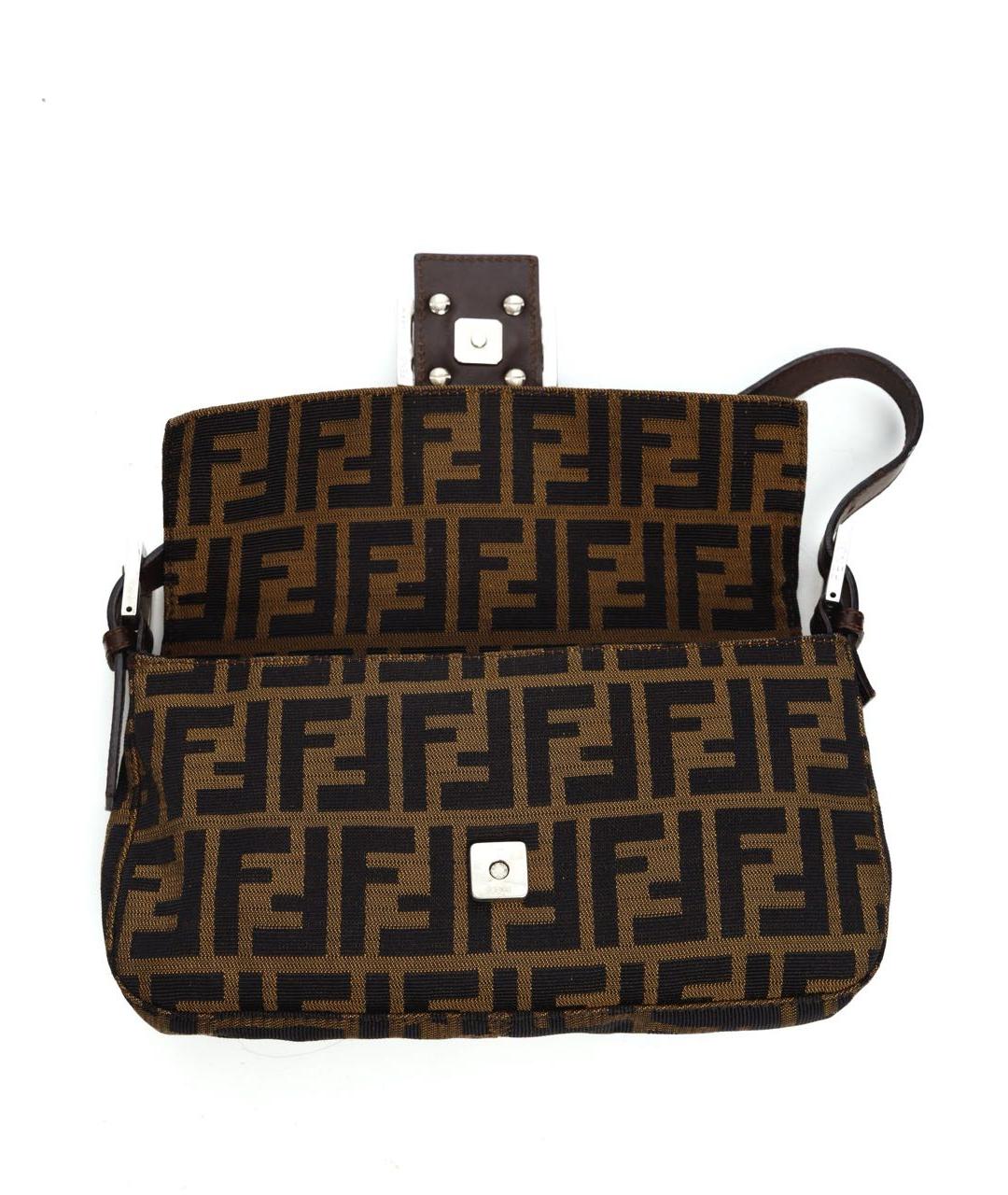 FENDI Коричневая жаккардовая сумка с короткими ручками, фото 7