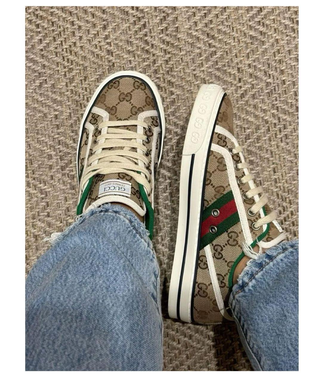 GUCCI Бежевые текстильные кеды, фото 2