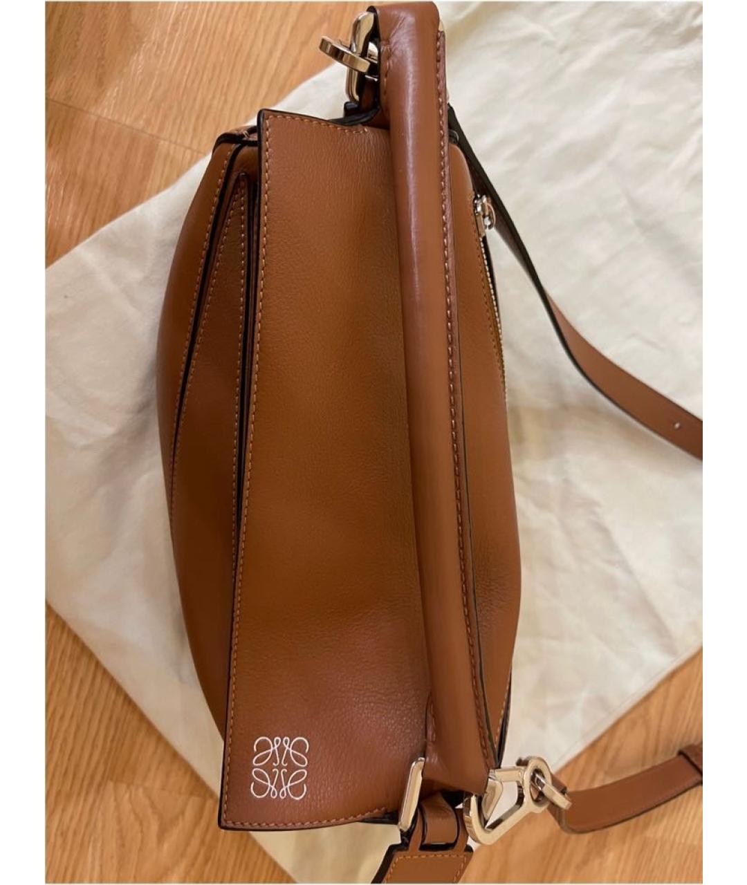 LOEWE Коричневая кожаная сумка с короткими ручками, фото 4