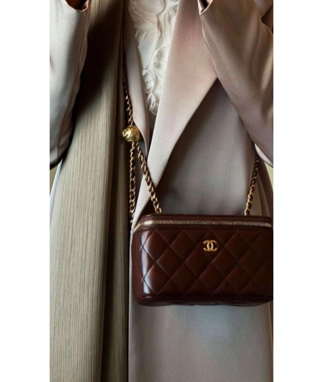 CHANEL Коричневая кожаная сумка через плечо, фото 6