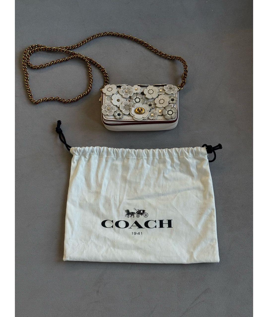 COACH Бежевая кожаная сумка через плечо, фото 7