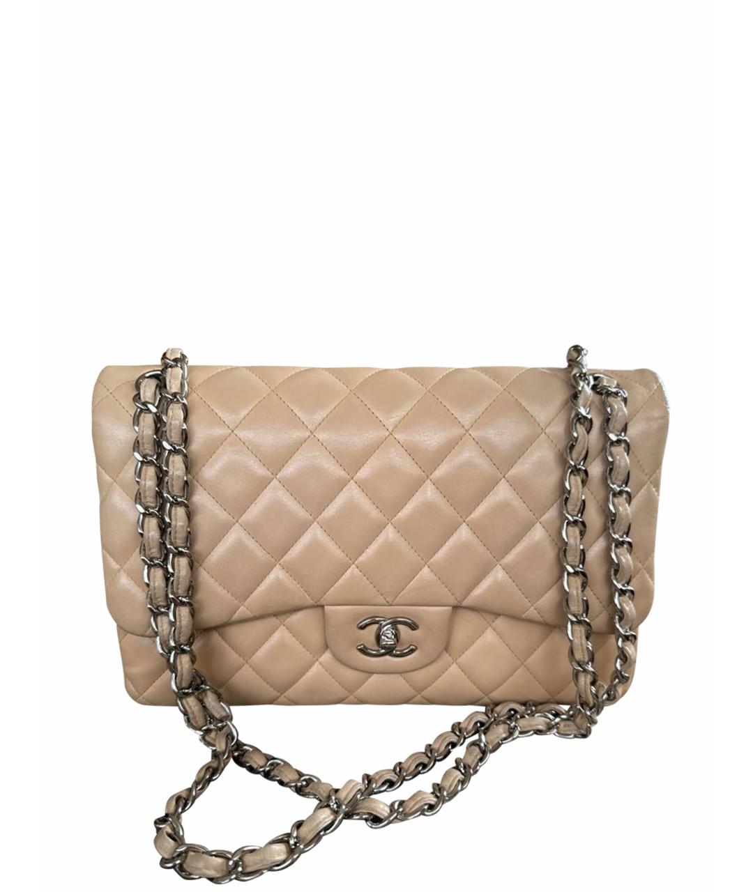 CHANEL Бежевая кожаная сумка через плечо, фото 1