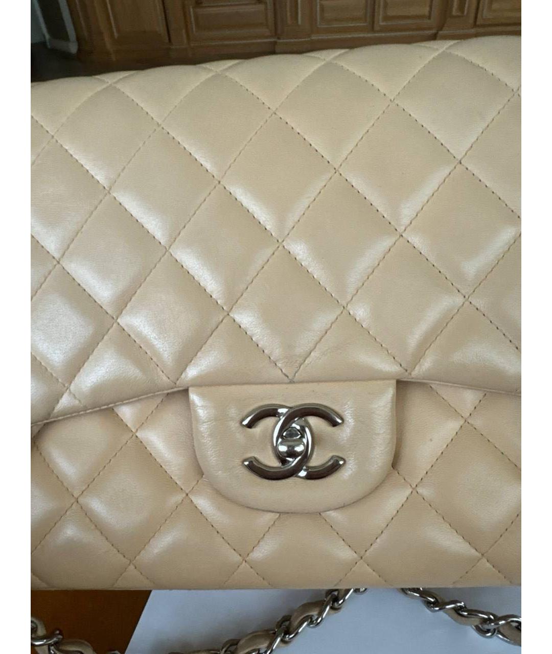 CHANEL Бежевая кожаная сумка через плечо, фото 3