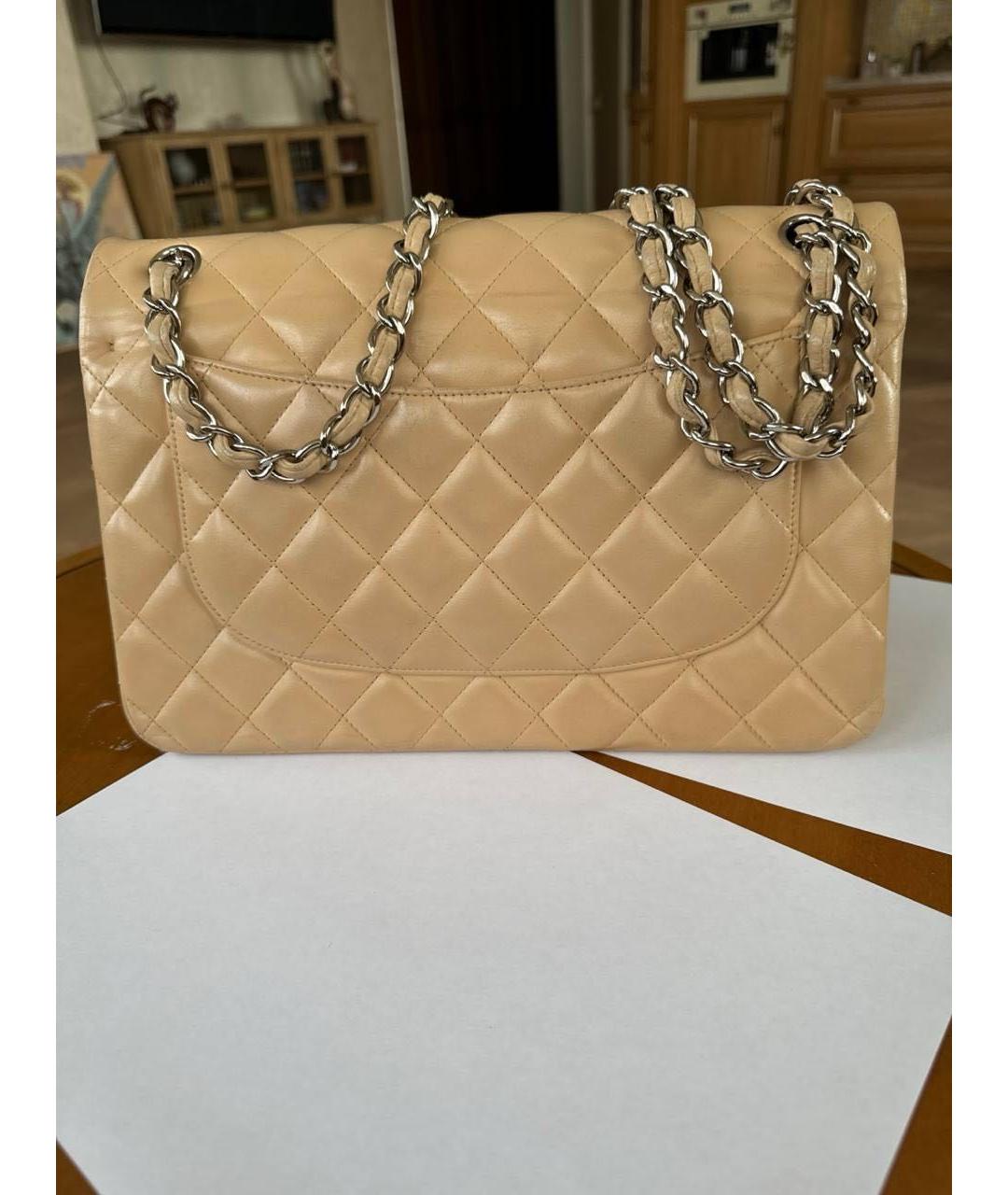 CHANEL Бежевая кожаная сумка через плечо, фото 4