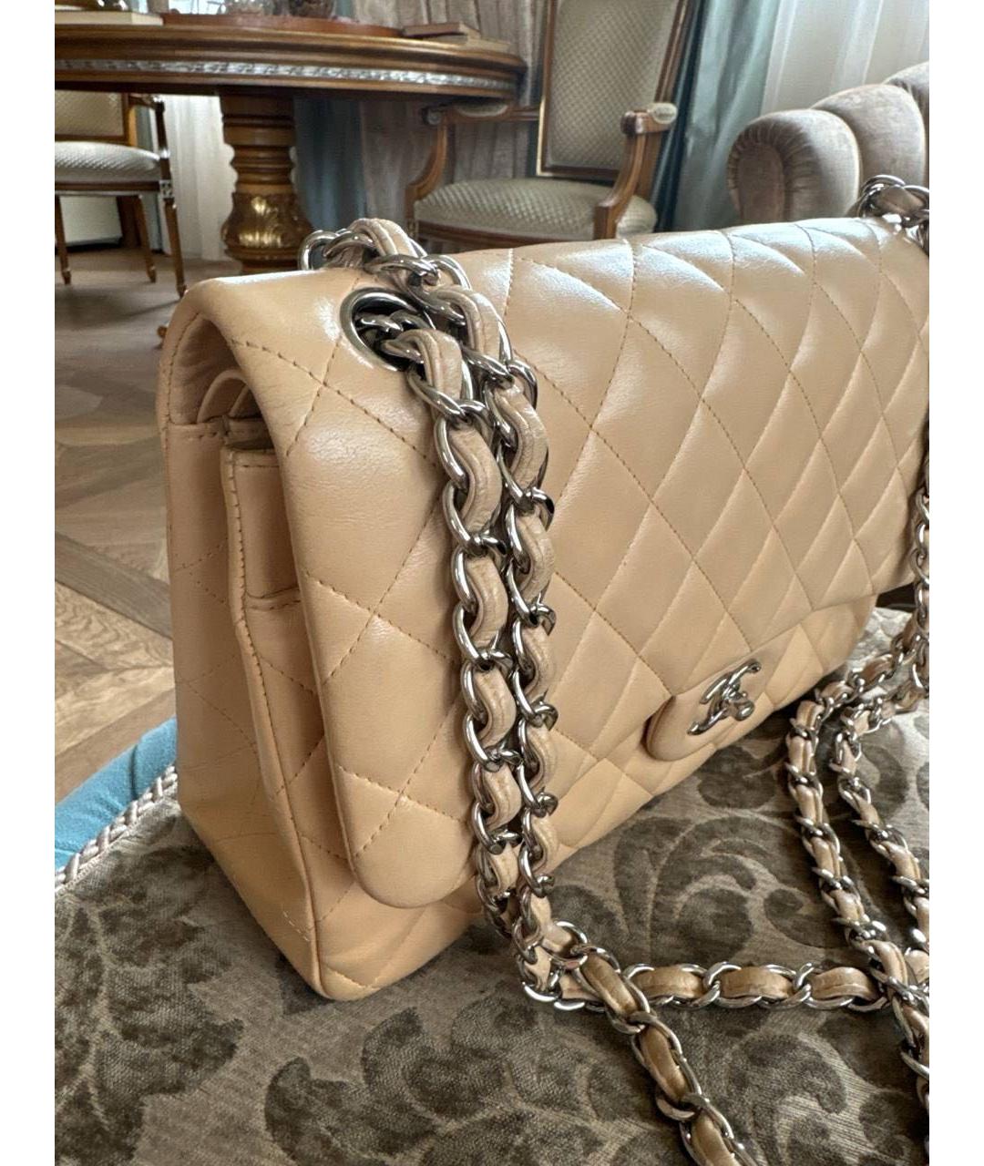 CHANEL Бежевая кожаная сумка через плечо, фото 2