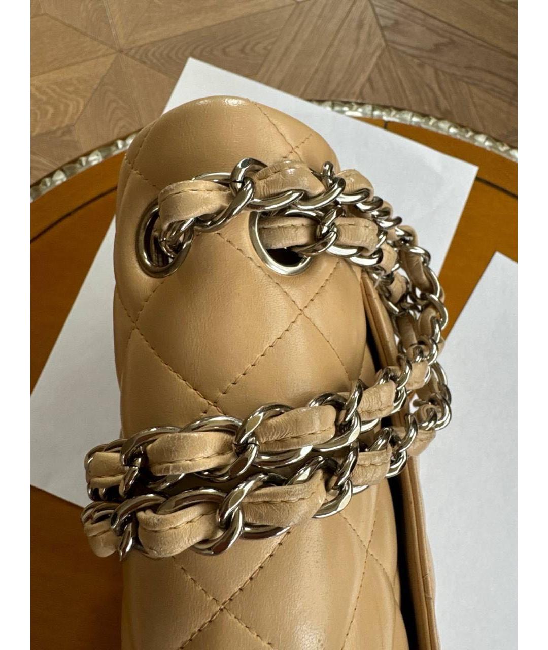 CHANEL Бежевая кожаная сумка через плечо, фото 6
