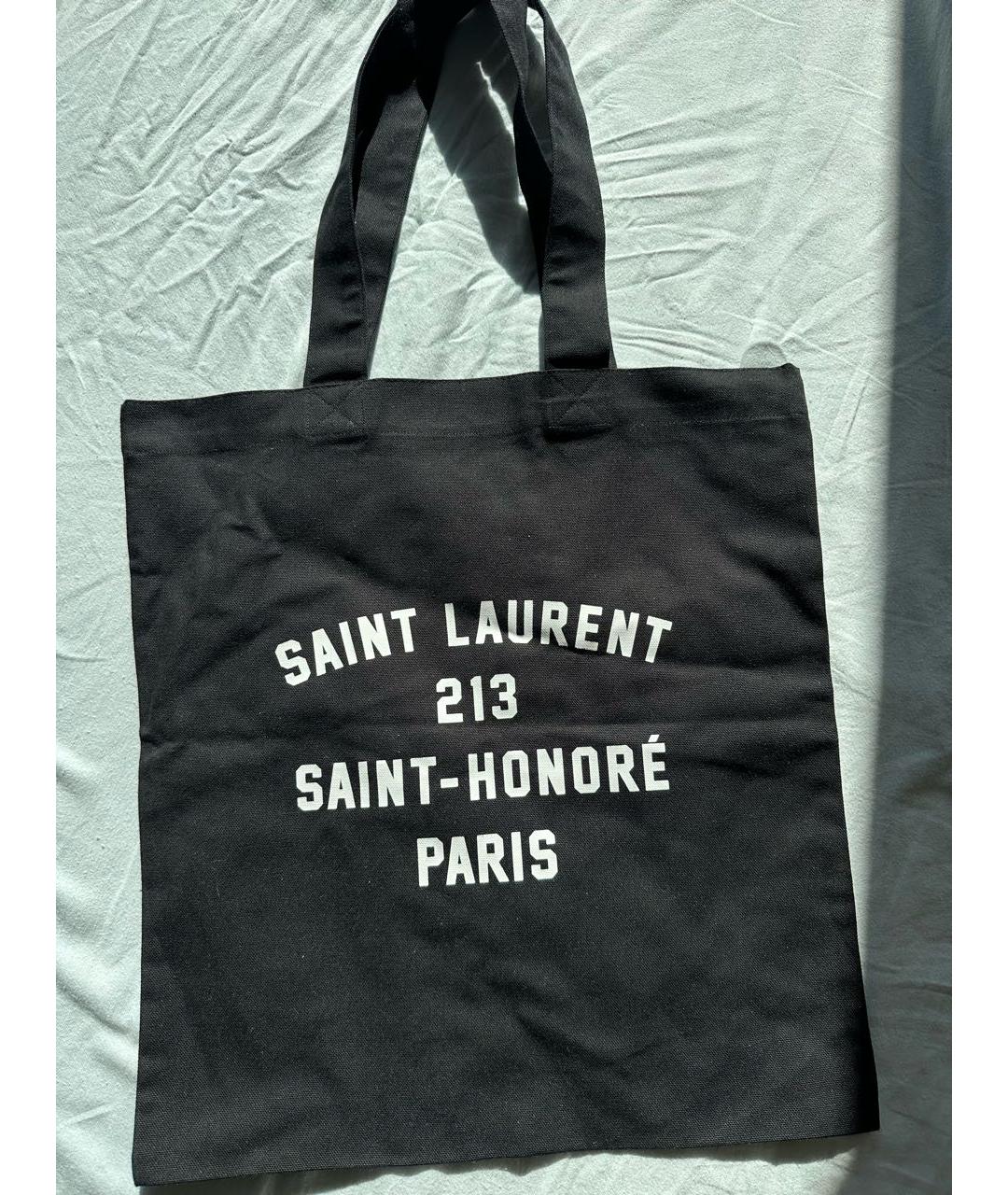 SAINT LAURENT Черная хлопковая сумка тоут, фото 3