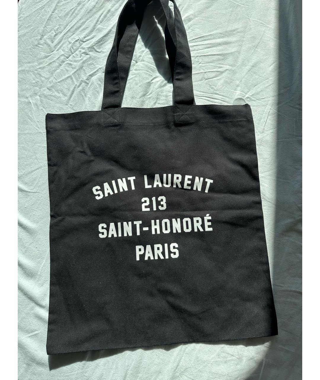 SAINT LAURENT Черная хлопковая сумка тоут, фото 2