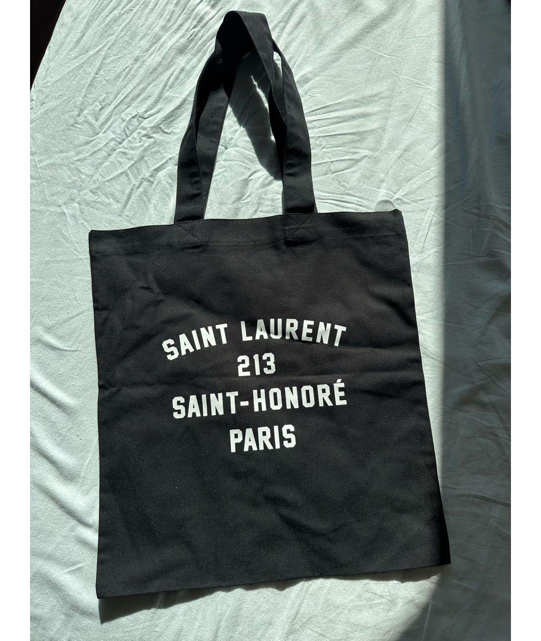 SAINT LAURENT Черная хлопковая сумка тоут, фото 4