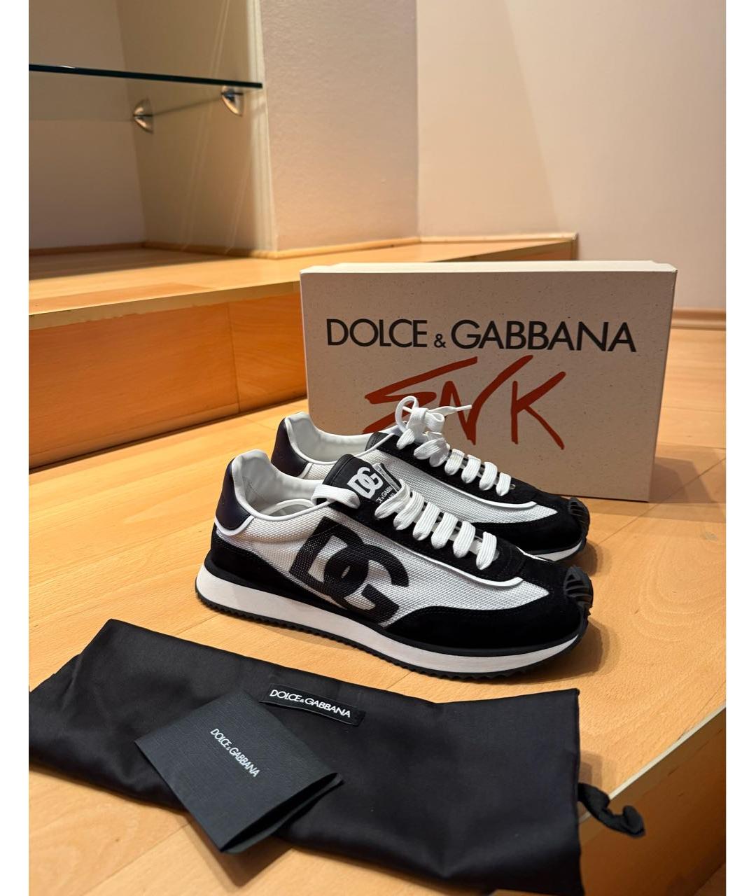 DOLCE&GABBANA Черные текстильные кроссовки, фото 4