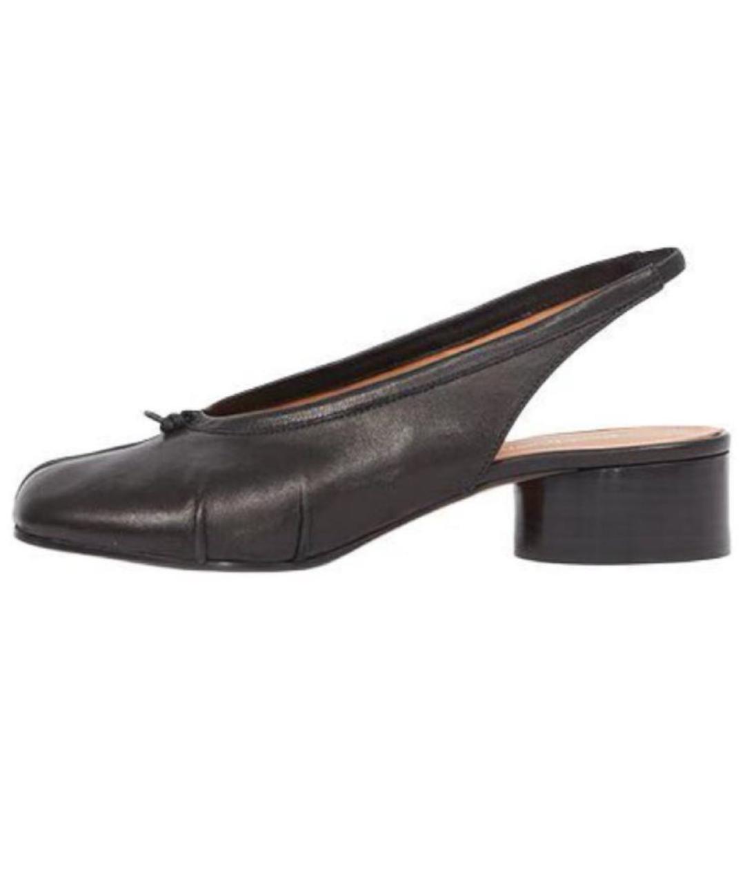MAISON MARGIELA Черные кожаные лодочки на низком каблуке, фото 4