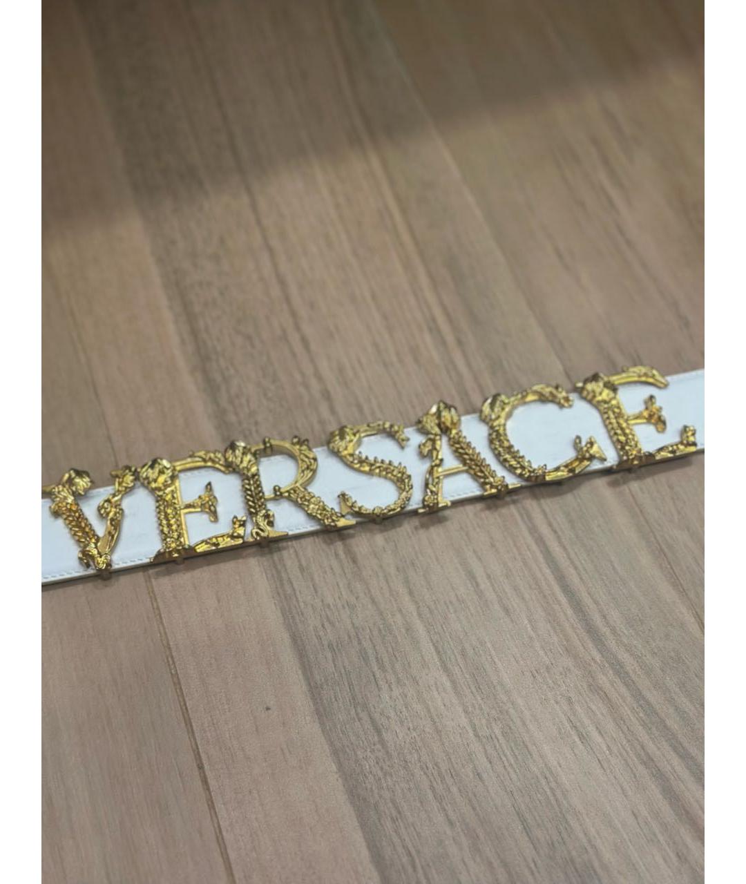 VERSACE Белый кожаный ремень, фото 5