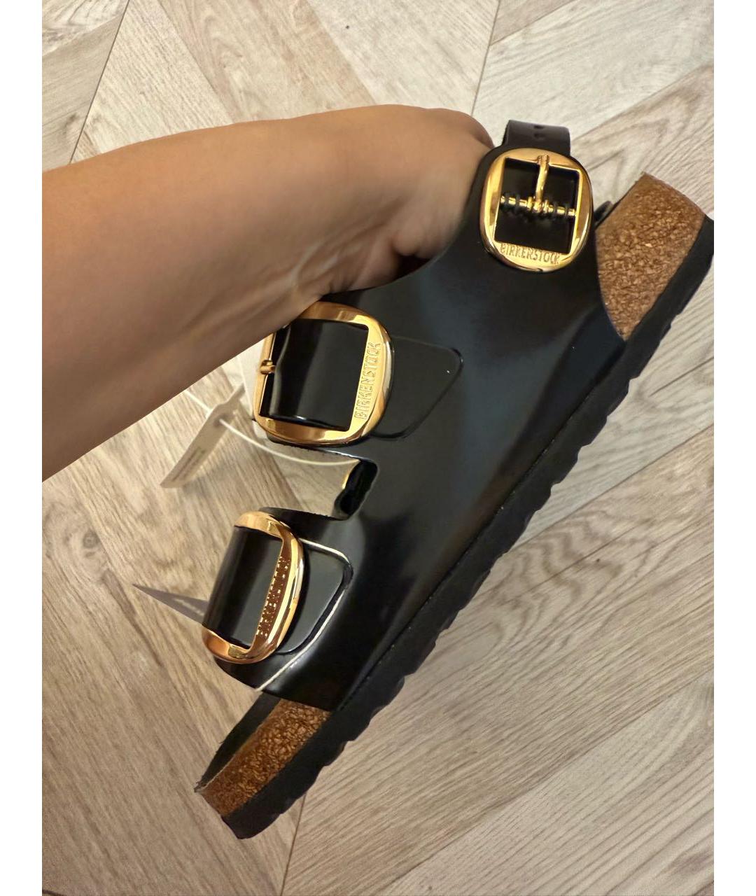 BIRKENSTOCK Черные кожаные босоножки, фото 5