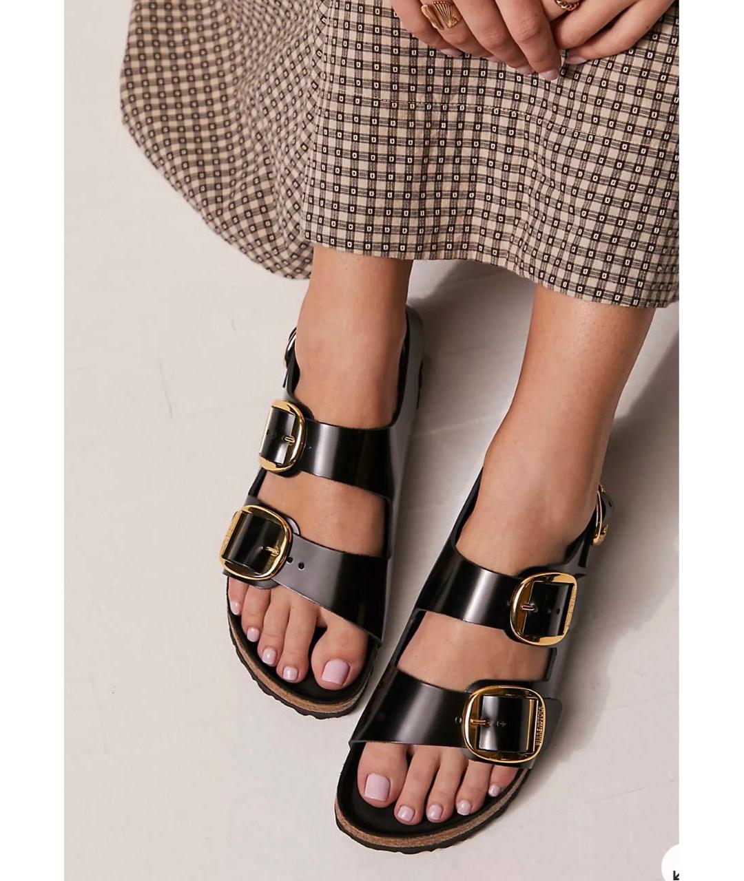 BIRKENSTOCK Черные кожаные босоножки, фото 8