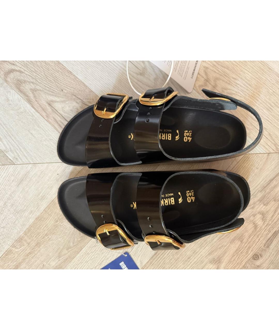 BIRKENSTOCK Черные кожаные босоножки, фото 4