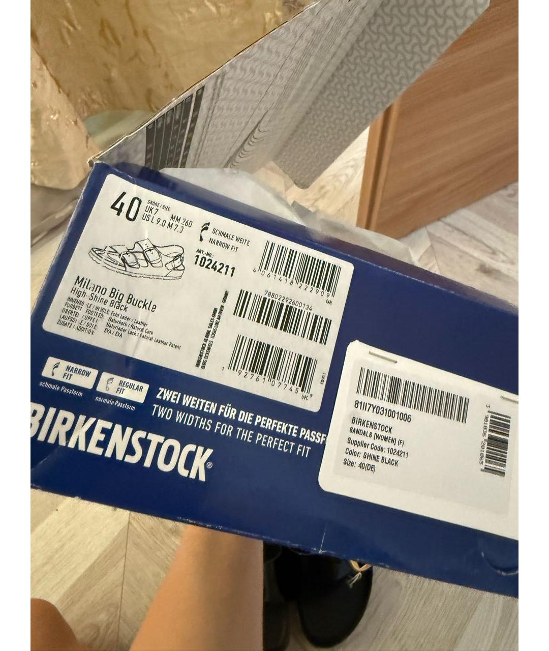 BIRKENSTOCK Черные кожаные босоножки, фото 6