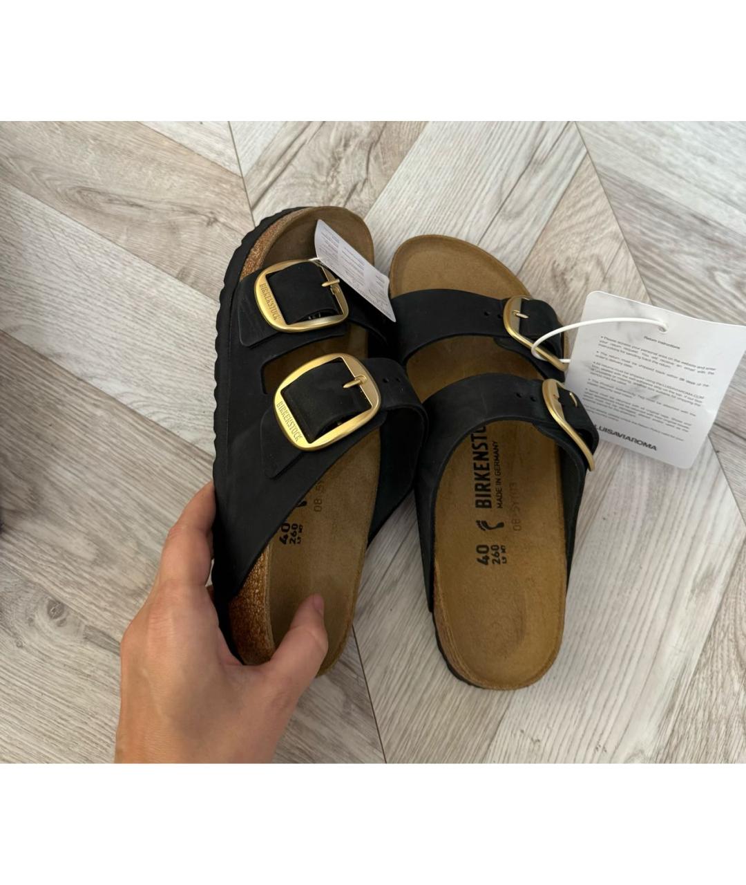 BIRKENSTOCK Черные нубуковые босоножки, фото 2