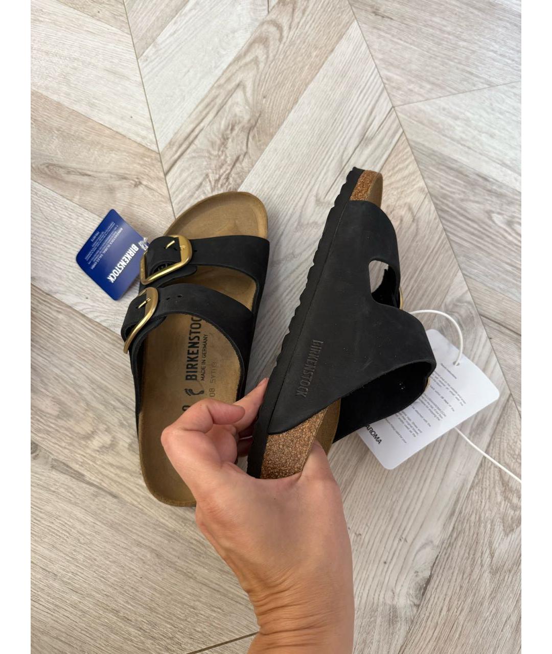 BIRKENSTOCK Черные нубуковые босоножки, фото 3