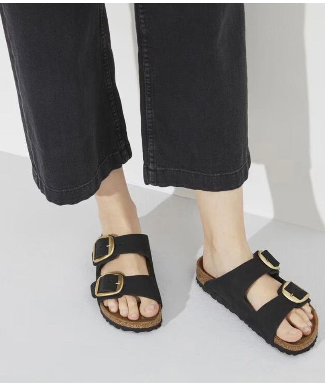 BIRKENSTOCK Черные нубуковые босоножки, фото 7