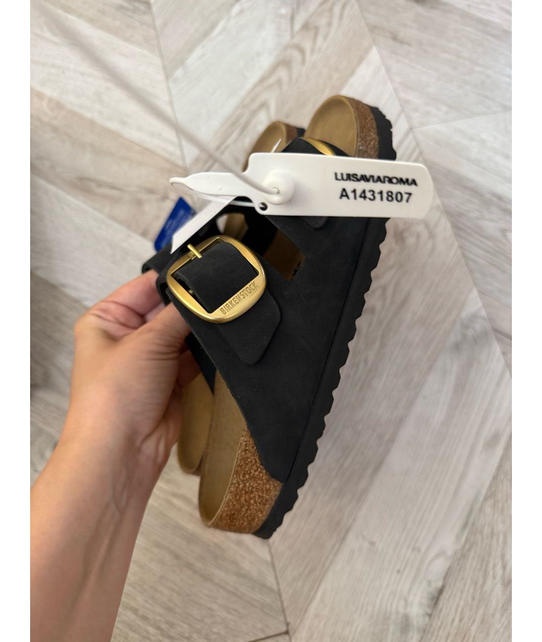 BIRKENSTOCK Черные нубуковые босоножки, фото 4
