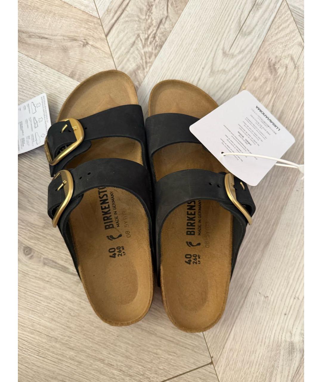 BIRKENSTOCK Черные нубуковые босоножки, фото 6