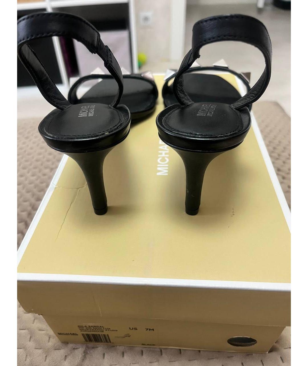 MICHAEL KORS Черные кожаные босоножки, фото 4