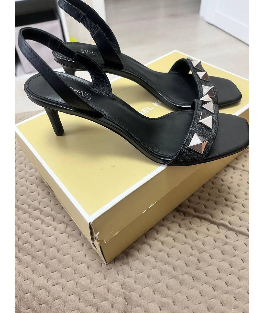 MICHAEL KORS Черные кожаные босоножки, фото 8