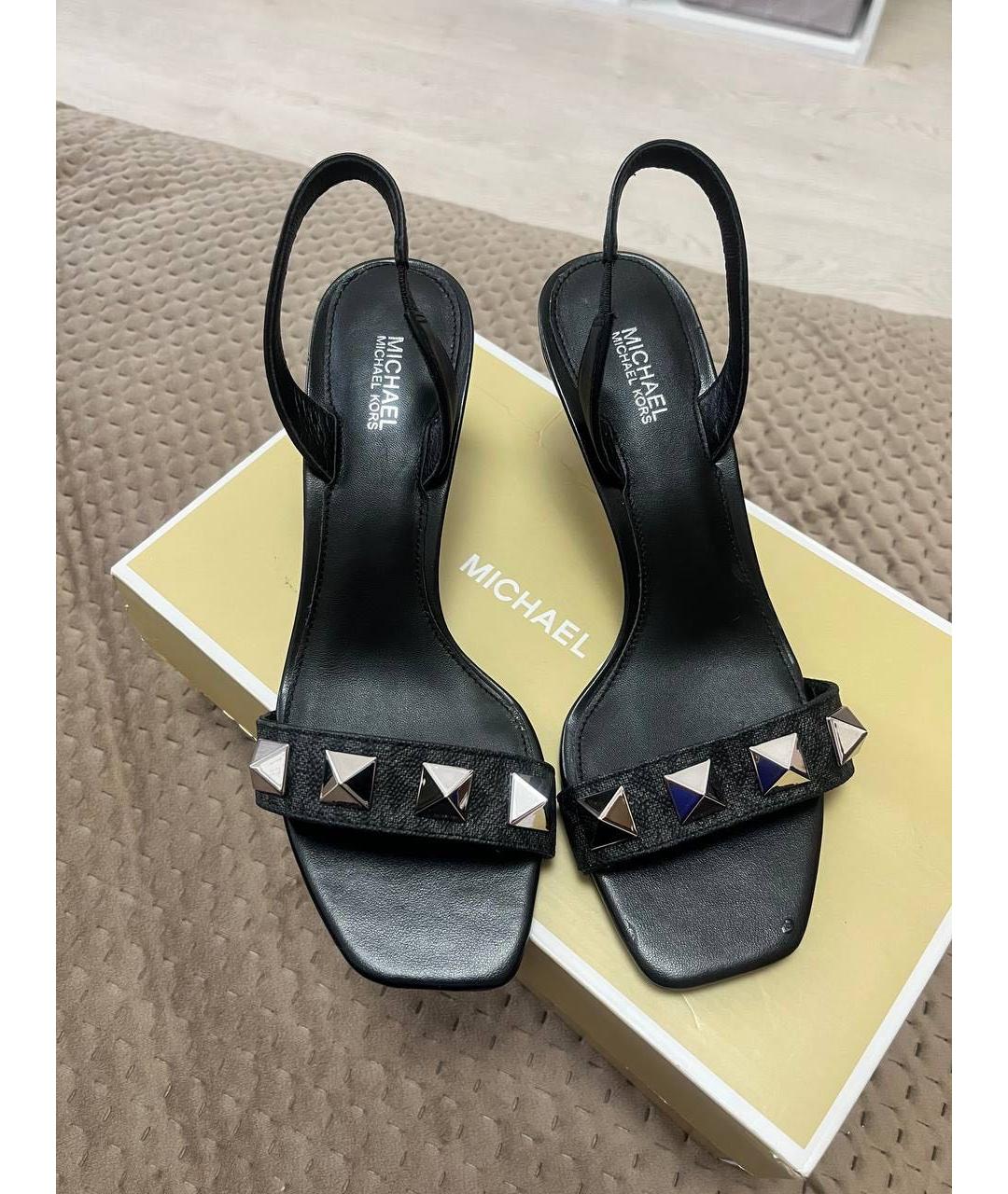 MICHAEL KORS Черные кожаные босоножки, фото 3