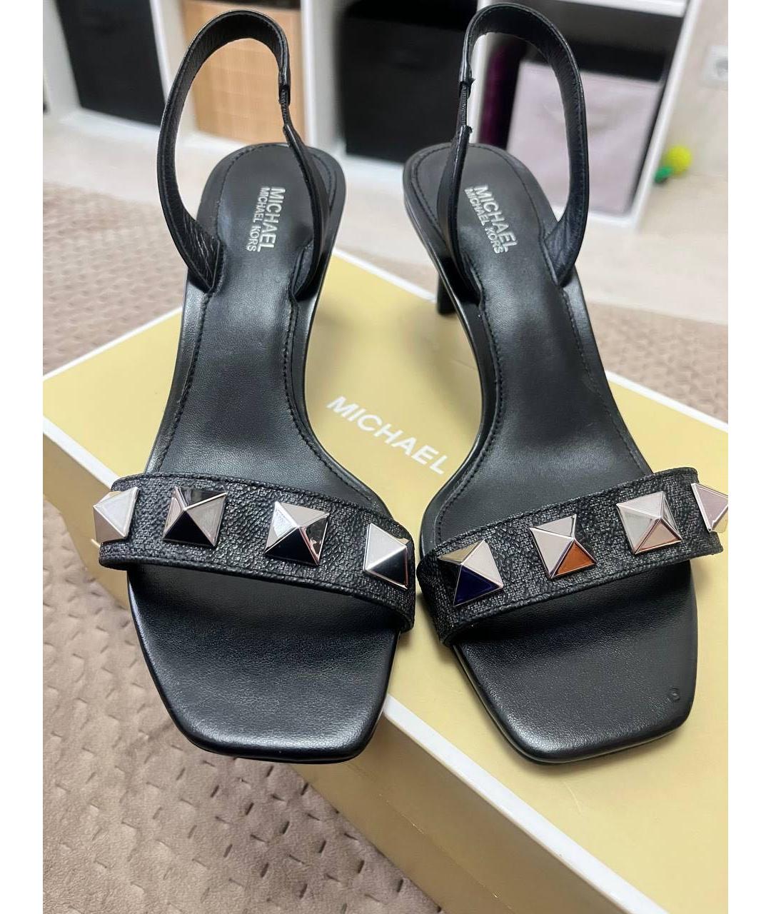 MICHAEL KORS Черные кожаные босоножки, фото 2