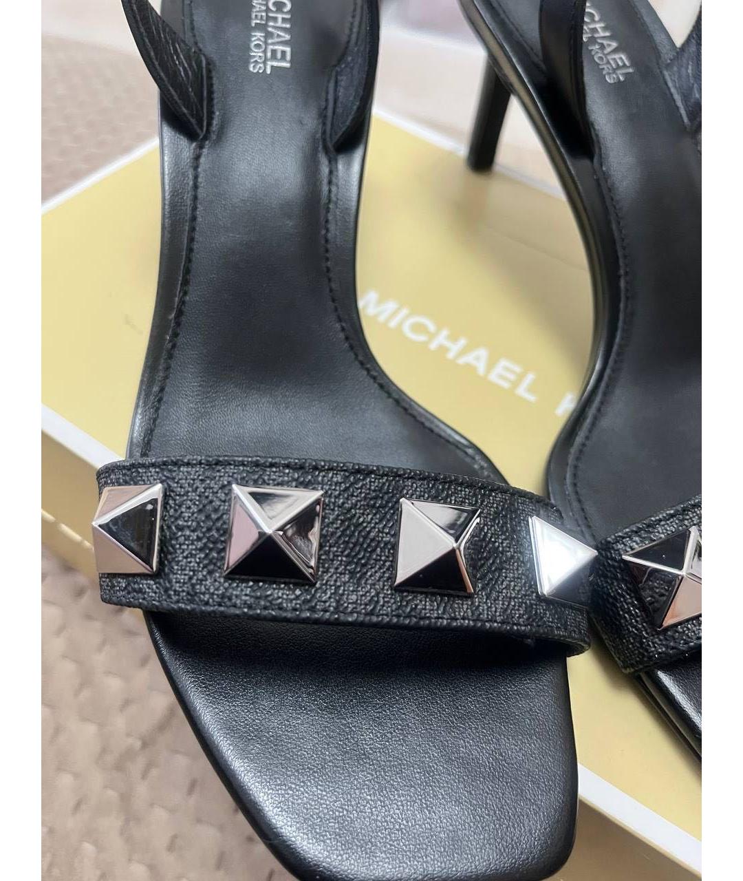 MICHAEL KORS Черные кожаные босоножки, фото 5