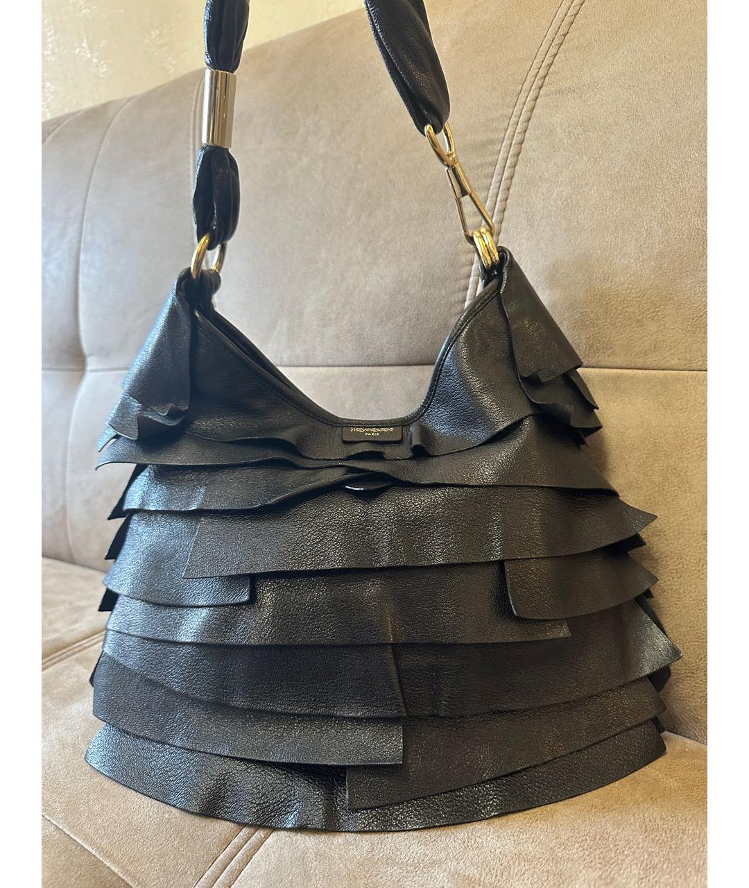SAINT LAURENT Черная кожаная сумка тоут, фото 6