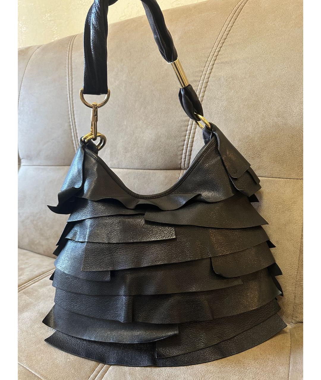 SAINT LAURENT Черная кожаная сумка тоут, фото 5