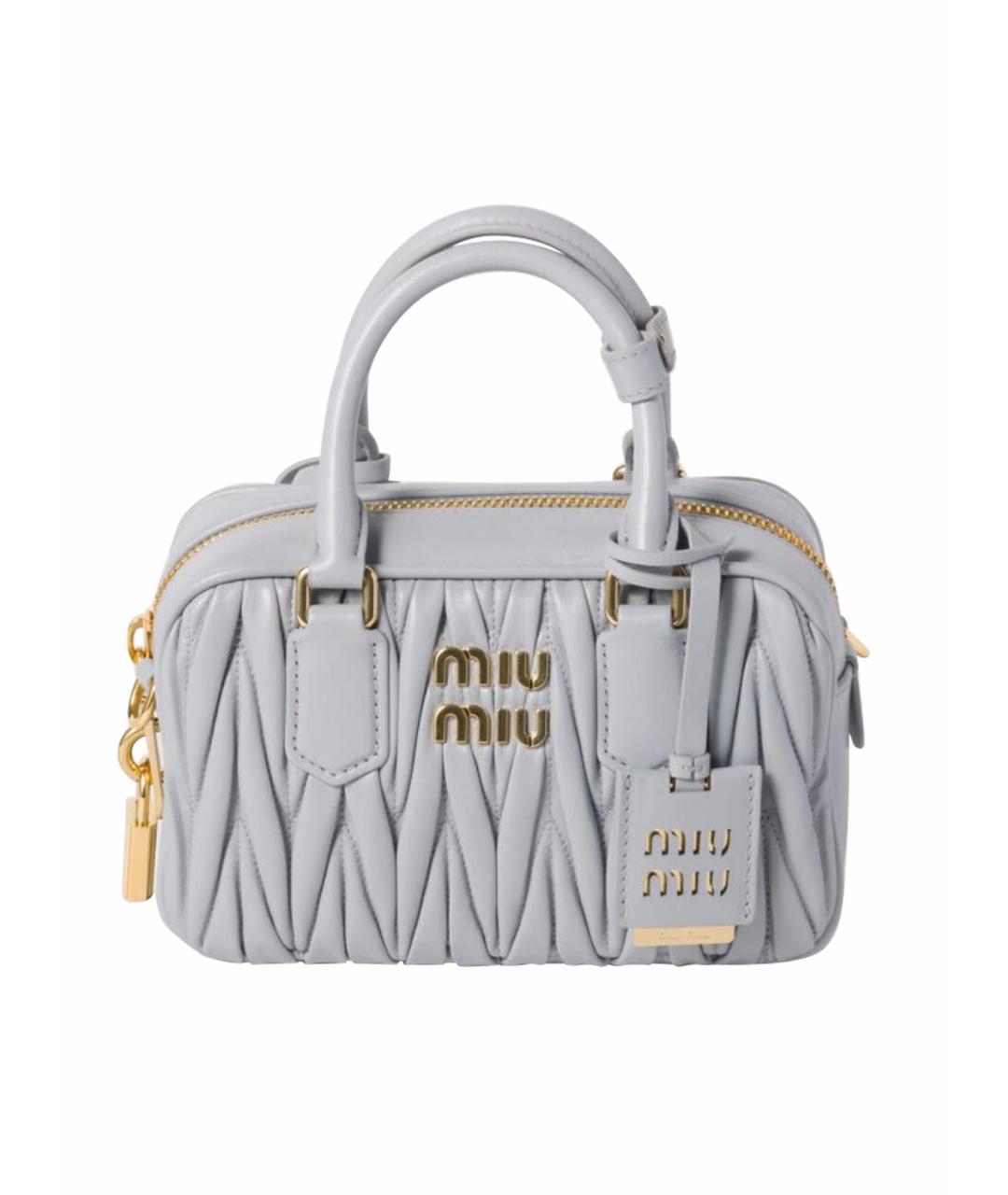 MIU MIU Серая кожаная сумка с короткими ручками, фото 1