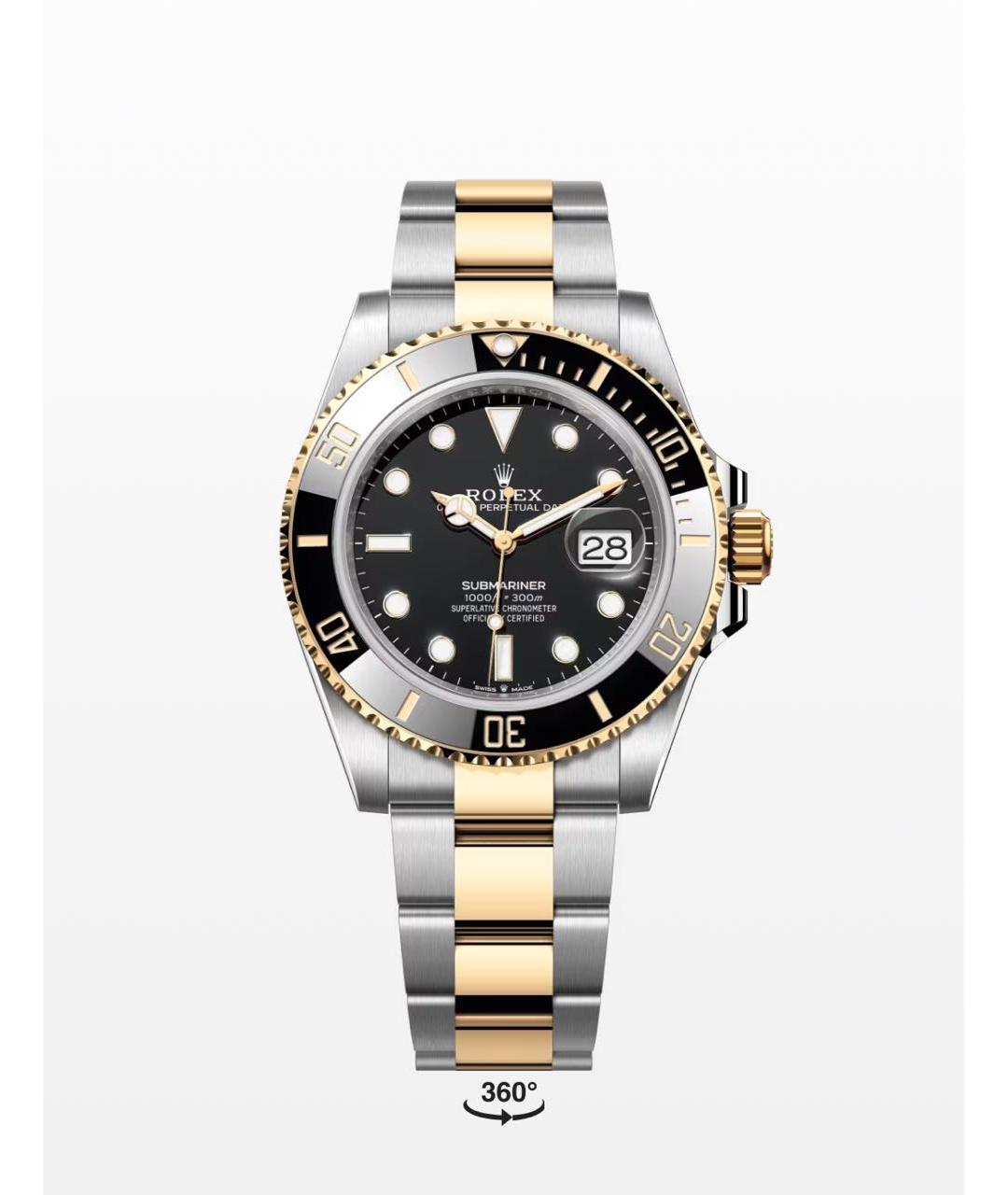 ROLEX Черные часы из желтого золота, фото 3
