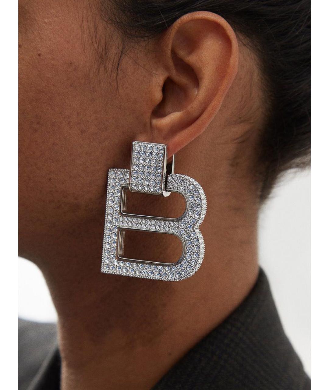 BALENCIAGA Серебряные металлические серьги, фото 4
