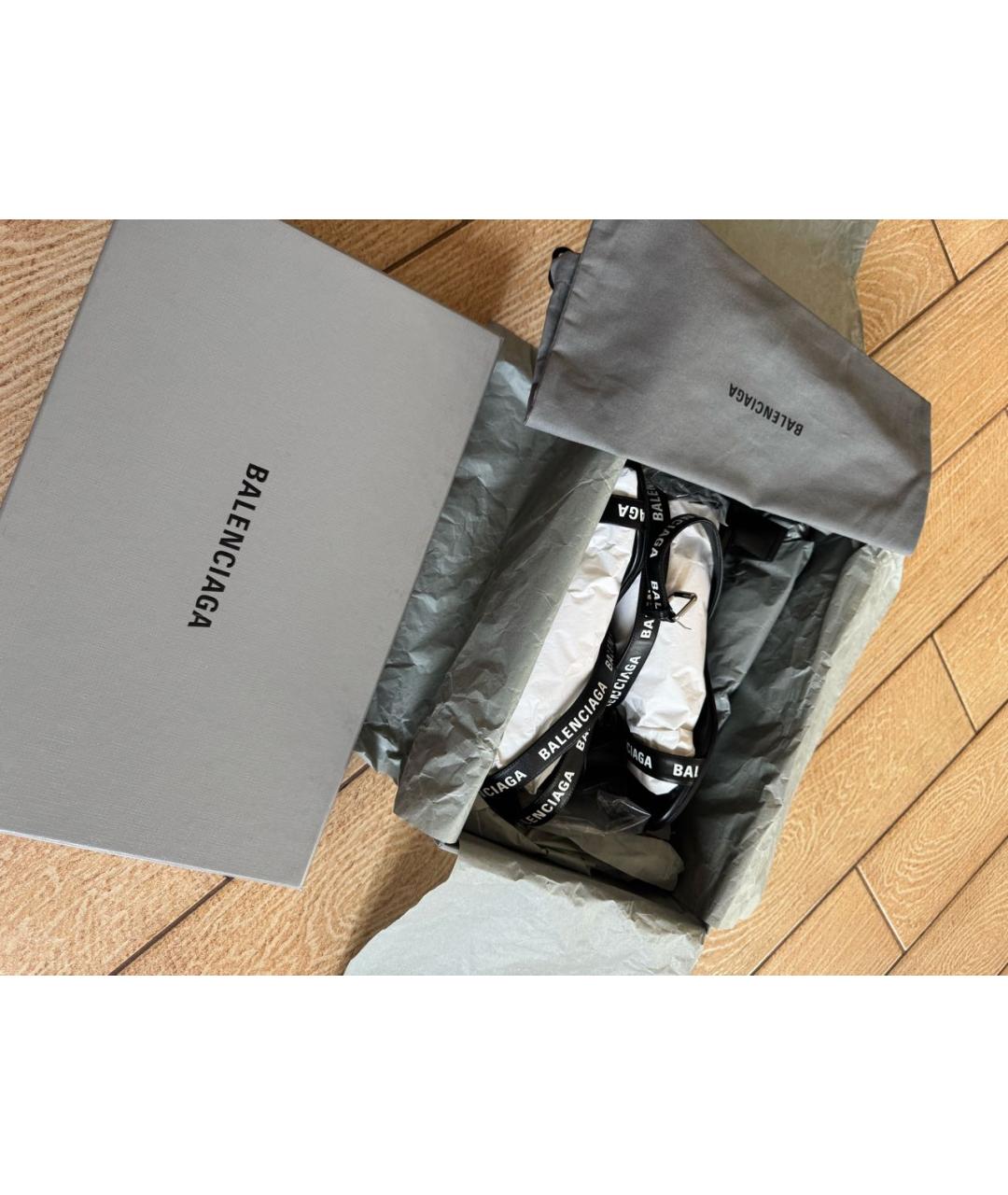 BALENCIAGA Черные кожаные босоножки, фото 5