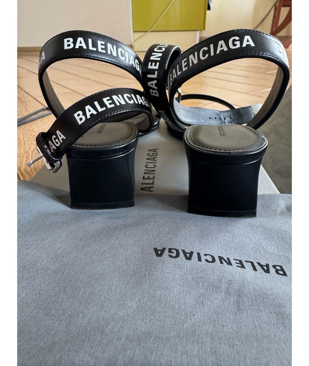 BALENCIAGA Черные кожаные босоножки, фото 4