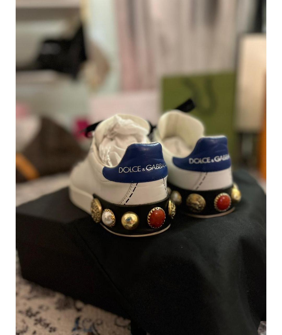 DOLCE&GABBANA Белые кожаные кеды, фото 5