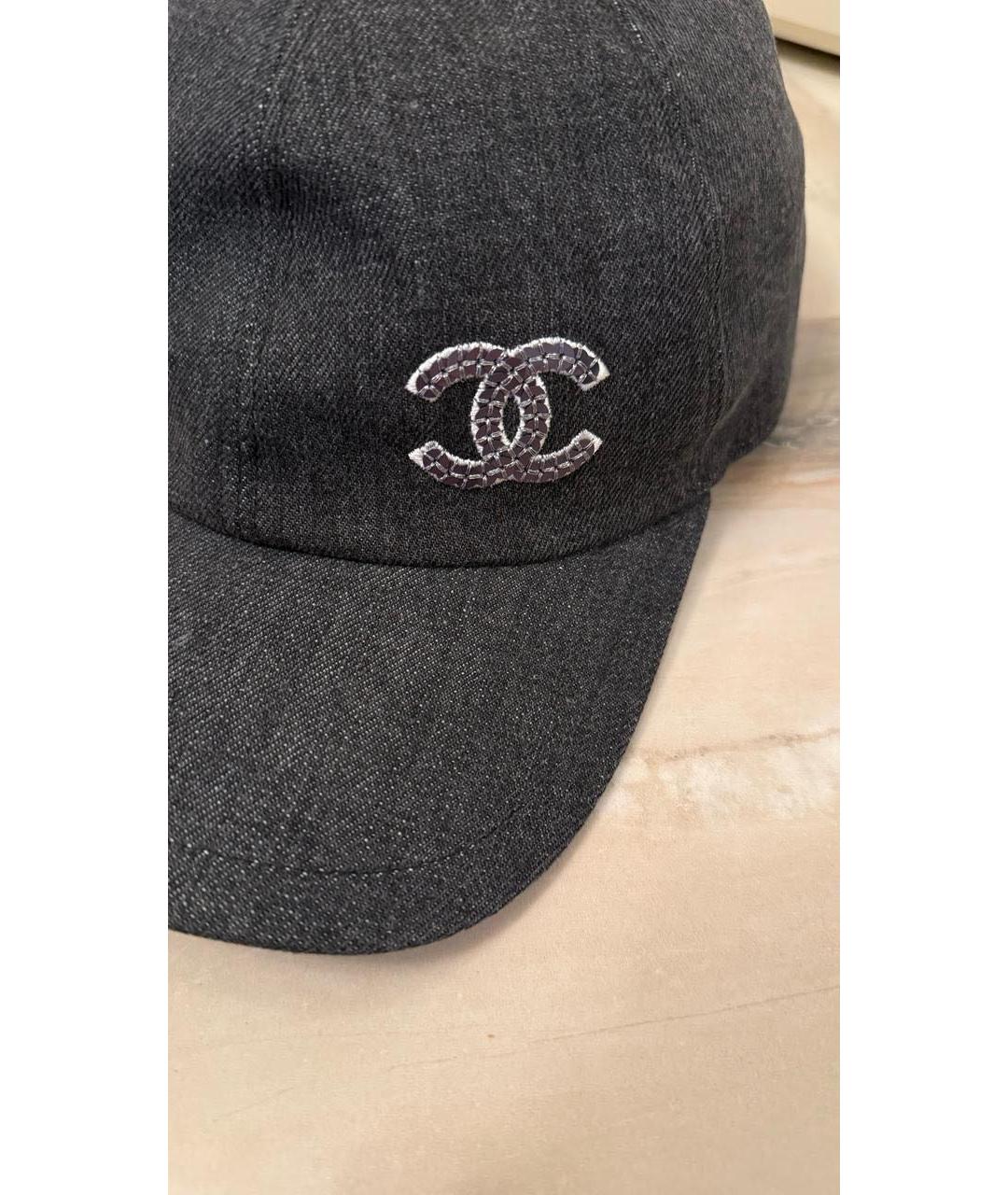 CHANEL Антрацитовая хлопковая кепка, фото 2