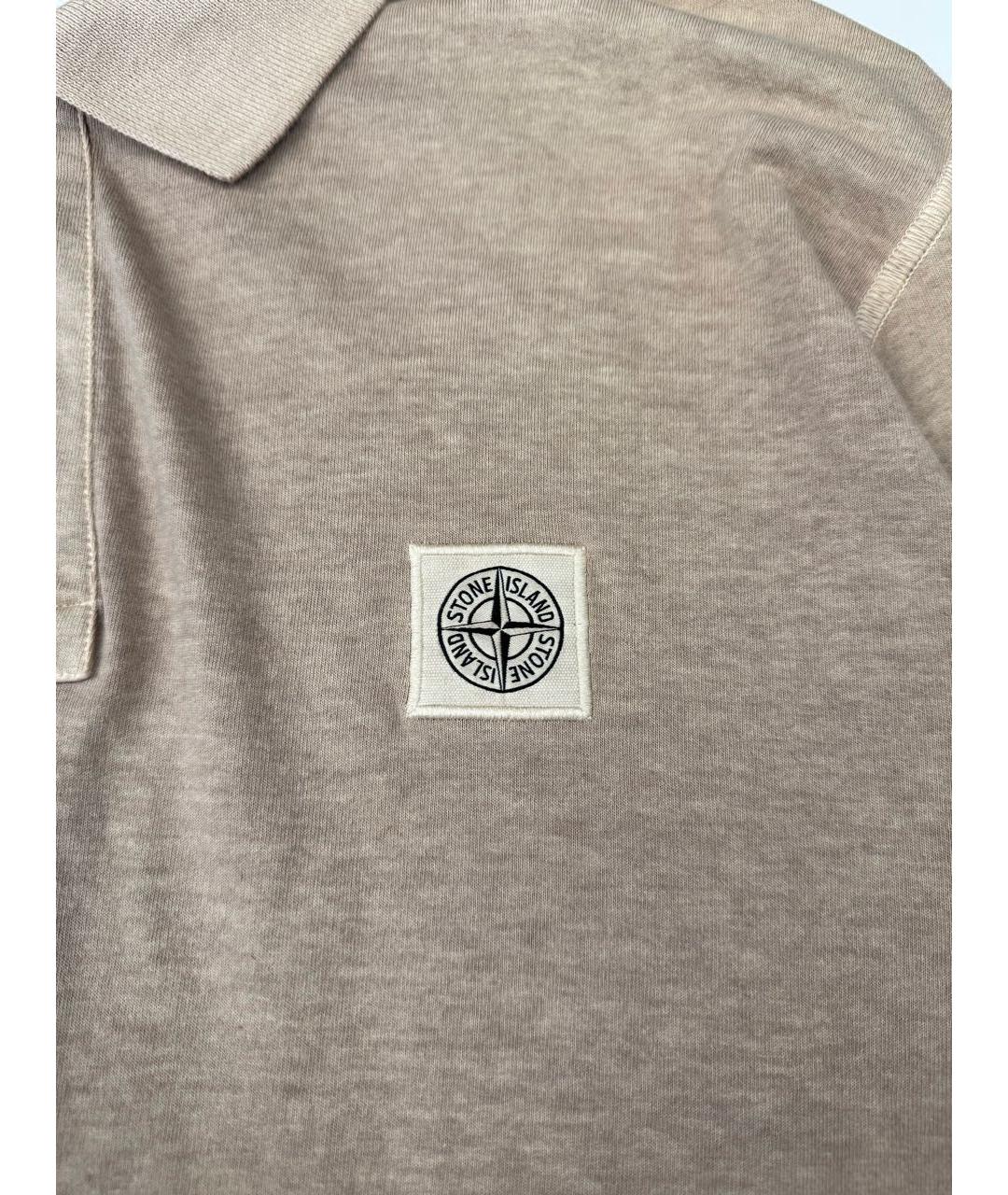 STONE ISLAND Бежевое хлопковое поло с коротким рукавом, фото 2