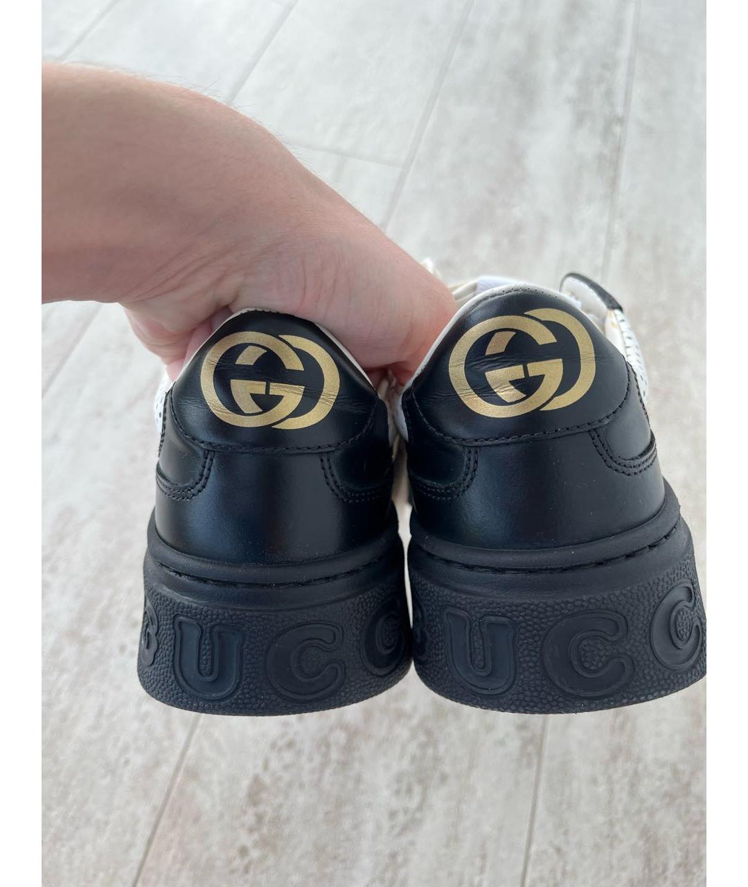 GUCCI Черные кожаные кроссовки, фото 4