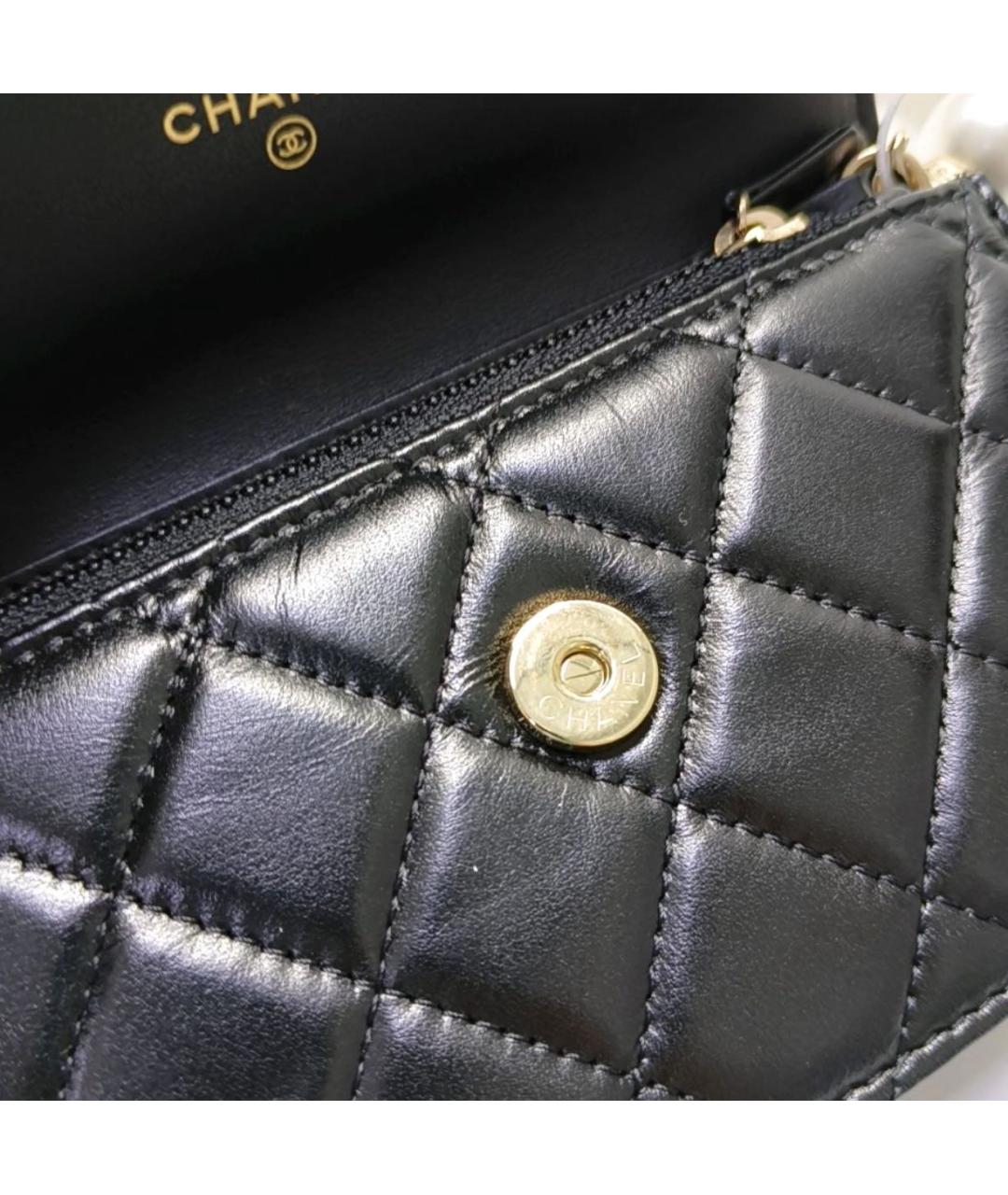 CHANEL Черная кожаная сумка через плечо, фото 6