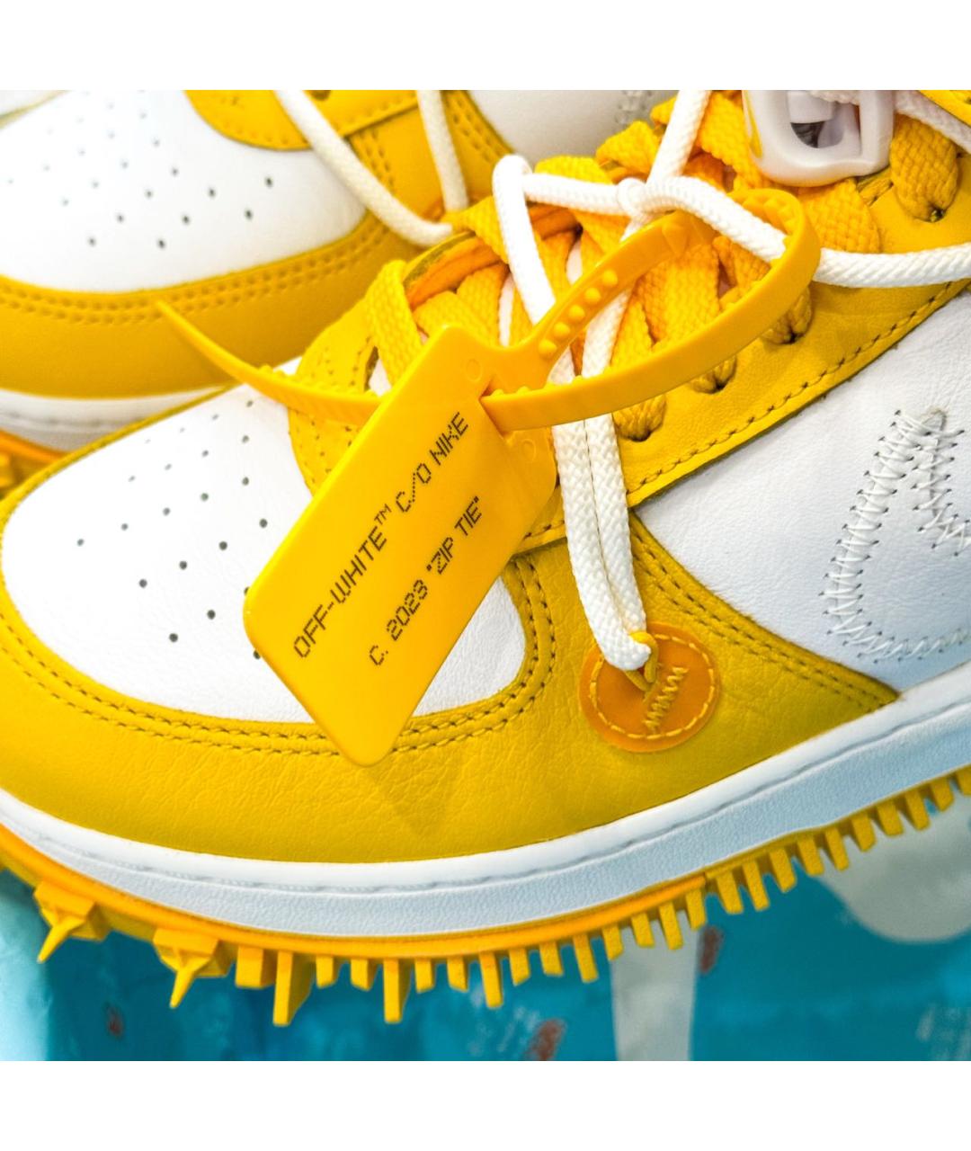 NIKE X OFF-WHITE Желтые кожаные высокие кроссовки / кеды, фото 6