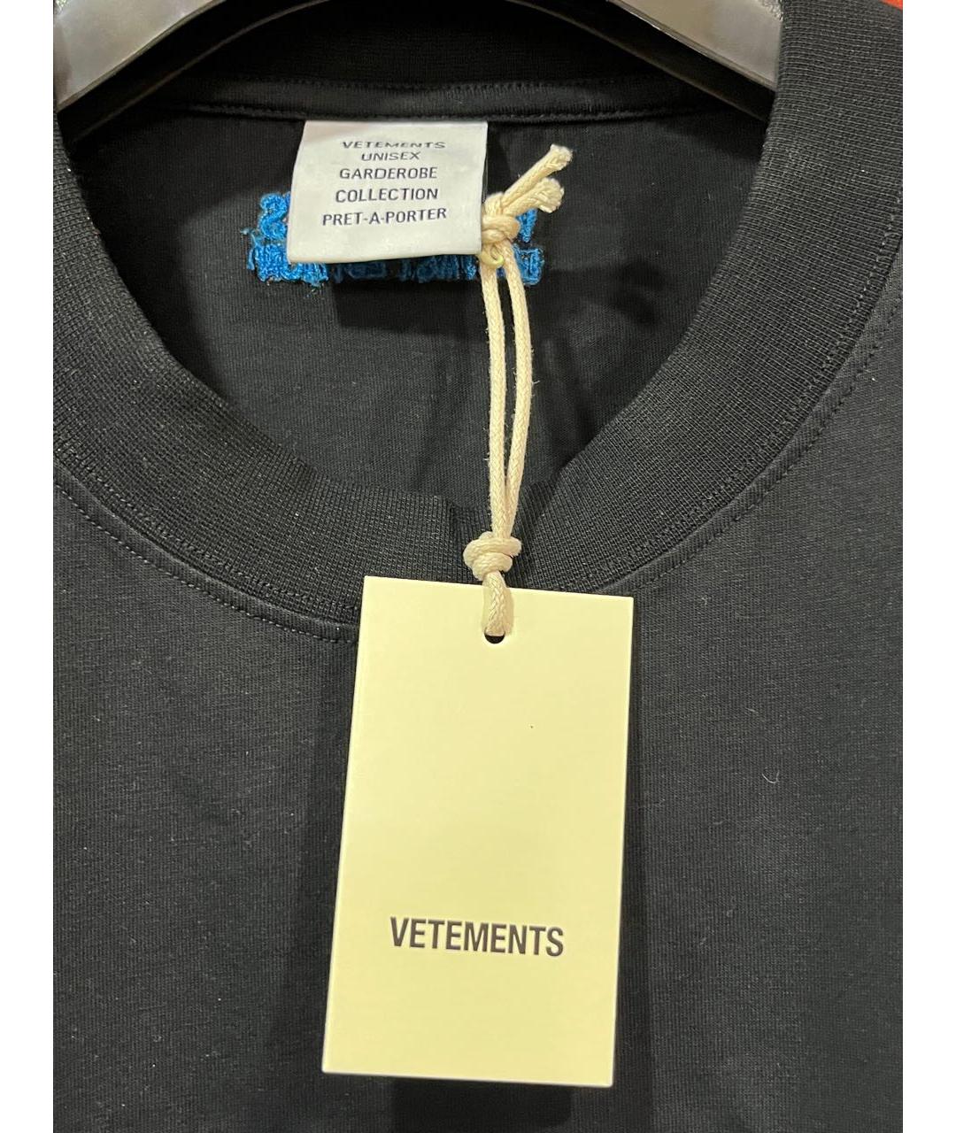 VETEMENTS Черная хлопковая футболка, фото 3
