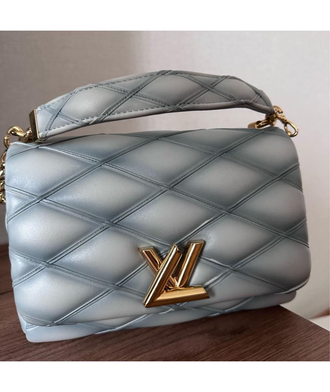LOUIS VUITTON Голубая кожаная сумка с короткими ручками, фото 7